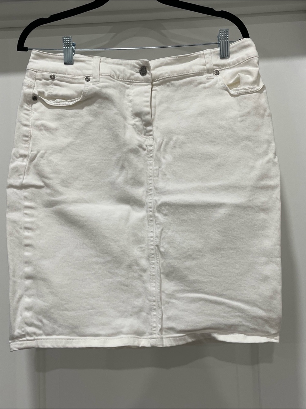 Talbots White Denim Pencil Skirt